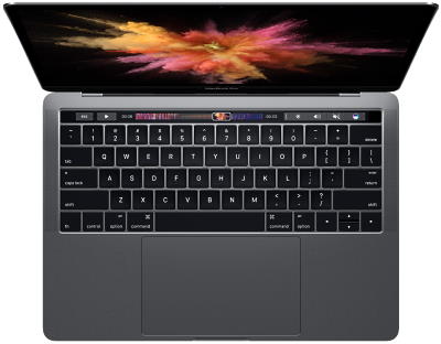 The cheap refurbished 13-inch 2017 Space Gray Macbook Pro has a very responsive butterfly keyboard.